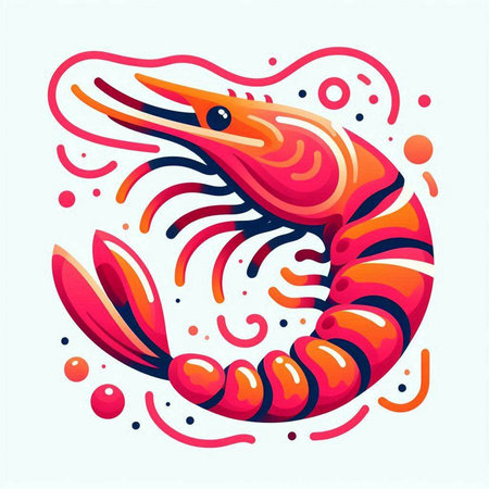 Shrimp icon in flat style. Seafood symbol. Vector illustrationのイラスト素材
