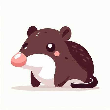 Vector illustration of a cute cartoon opossum. Isolated on white background.のイラスト素材