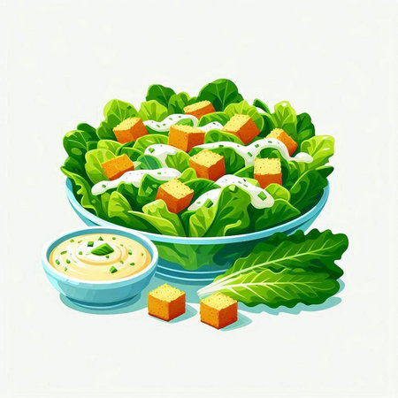 Illustration of fresh vegetable salad with mayonnaise and mayonnaiseのイラスト素材
