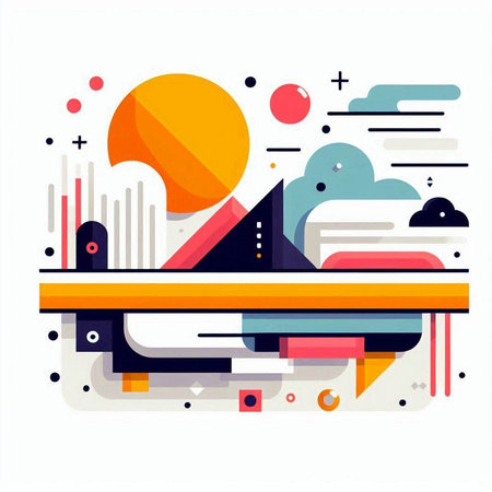 Abstract colorful composition with geometric shapes. Vector illustration for your design.のイラスト素材