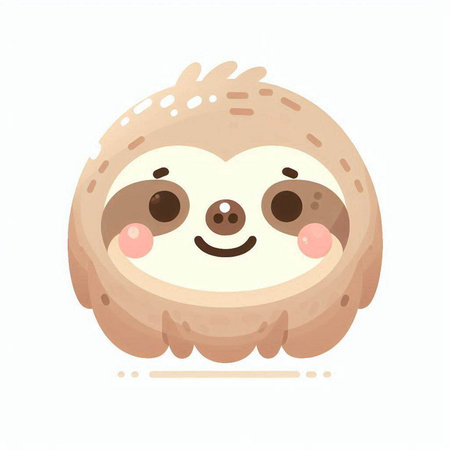 Cute cartoon sloth. Vector illustration isolated on white background.のイラスト素材