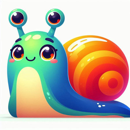 Illustration of cute cartoon snail with eyes on white background - vectorのイラスト素材