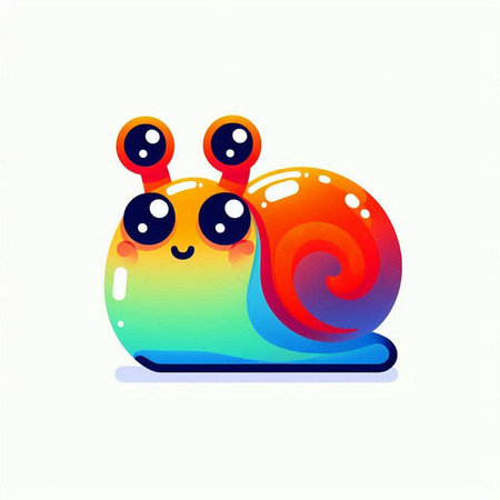 Cute cartoon snail isolated on a white background. Vector illustration.のイラスト素材