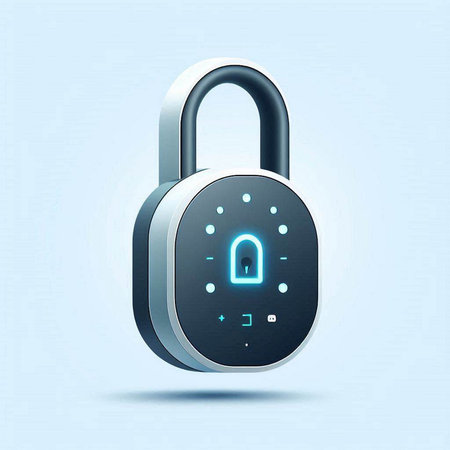 Padlock icon on blue background. Security concept. Vector illustration.のイラスト素材
