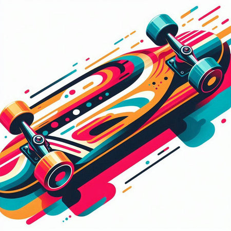 Skateboard on colorful background. Vector illustration. Eps 10.のイラスト素材