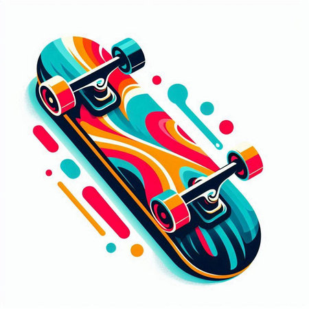 Skateboard with colorful background. Vector illustration. Eps 10.のイラスト素材
