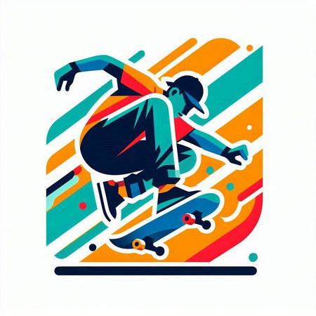 Skateboarder, extreme sport, modern colorful vector illustration.のイラスト素材