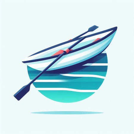 Illustration of a boat on a blue background. Vector illustration.のイラスト素材