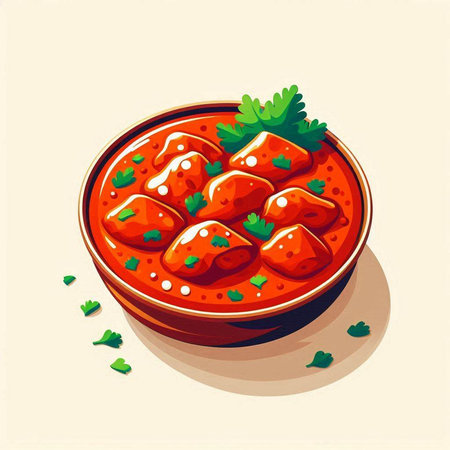 Tomato sauce with parsley in a bowl. Vector illustration.のイラスト素材