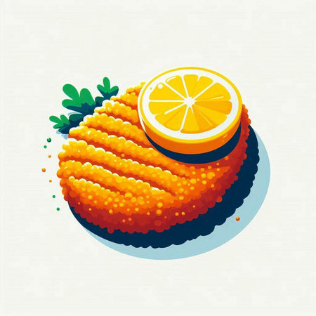Orange cake with lemon slice, vector illustration, eps 10.のイラスト素材
