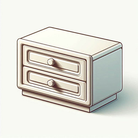 Illustration of a chest of drawers on a white background.のイラスト素材