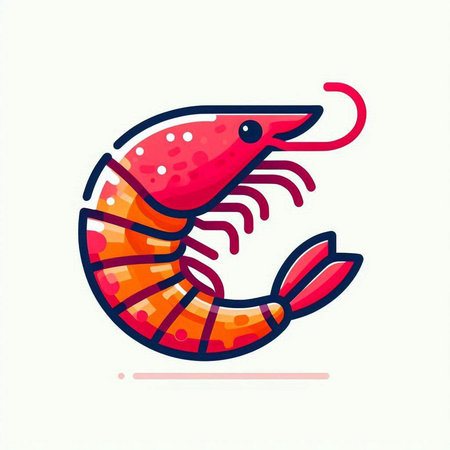 Shrimp icon. Seafood sign. Vector illustration in flat styleのイラスト素材