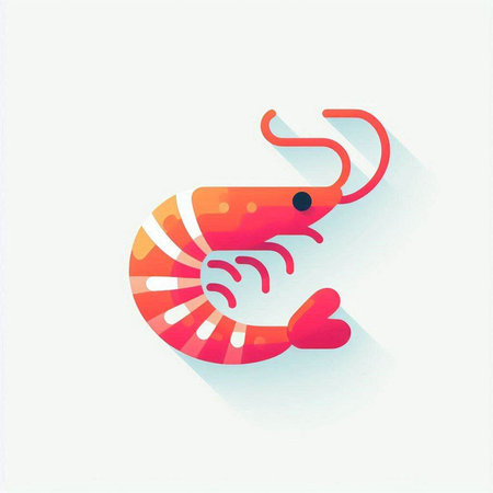 Shrimp icon. Flat design. Vector illustration, eps 10のイラスト素材