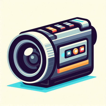 Camera icon in cartoon style. Vector illustration of a video camera.のイラスト素材