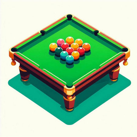 Billiard table with balls. Vector illustration of billiard table.のイラスト素材