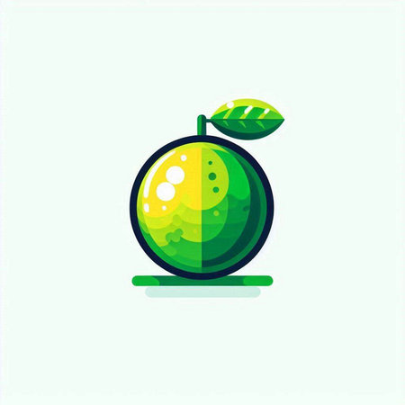 Orange fruit vector icon. Vector illustration of an orange with leaves.のイラスト素材