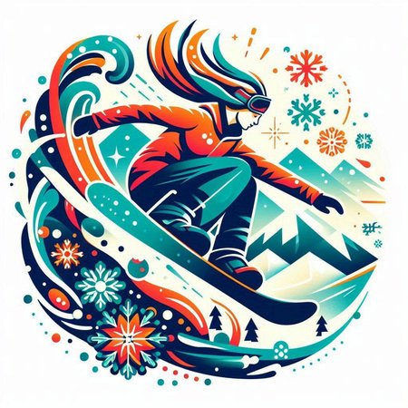 Snowboarder on snowboard. Colorful vector illustration for your designのイラスト素材