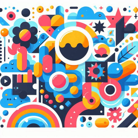 Colorful abstract background with geometric shapes and elements. Vector illustration.のイラスト素材