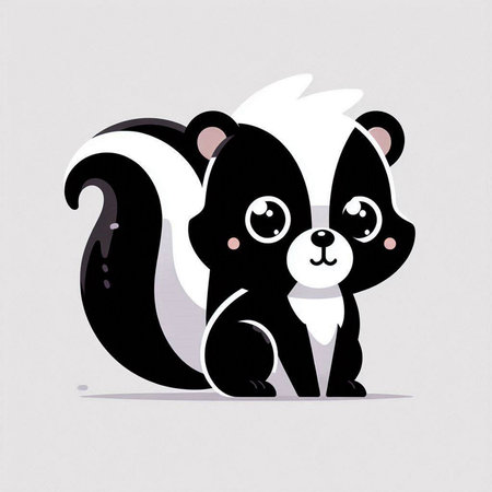Cute cartoon skunk. Vector illustration of a cute animal.のイラスト素材