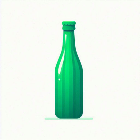 Green beer bottle on a white background. Vector illustration. Eps 10のイラスト素材
