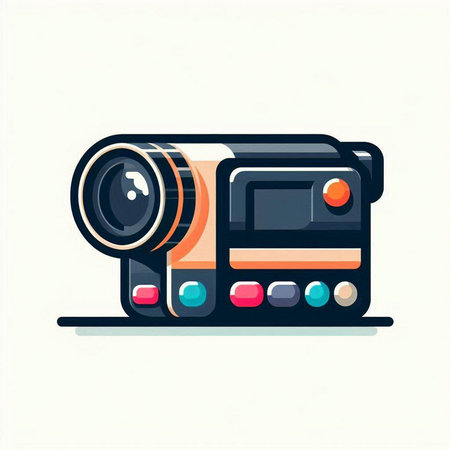 Vintage camera in flat style. Vector illustration isolated on white background.のイラスト素材