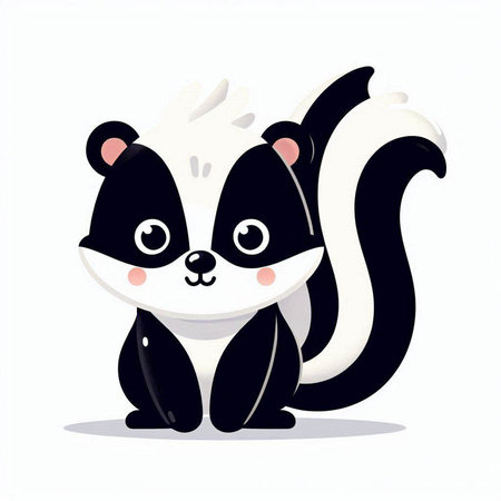 Cute cartoon skunk on a white background. Vector illustration.のイラスト素材