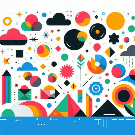 Abstract background with colorful geometric elements. Vector illustration for your design.のイラスト素材