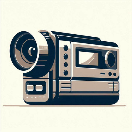 Vintage movie camera isolated on white background. Vector illustration in retro style.のイラスト素材