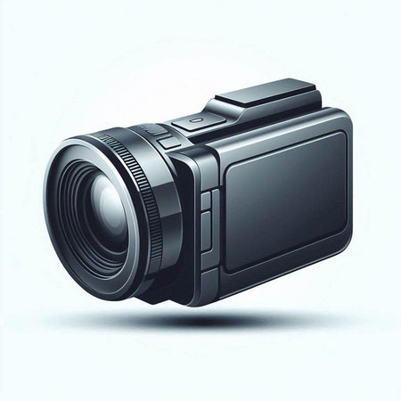 Digital camera on a white background. 3d rendering. Computer digital drawing.のイラスト素材