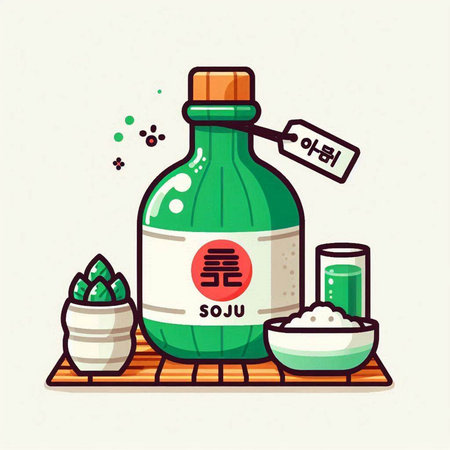 Illustration of a bottle of sesame oil. Vector illustration.のイラスト素材