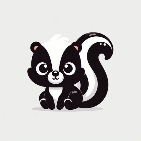 Cute cartoon skunk. Vector illustration isolated on white background.のイラスト素材