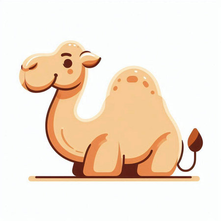 Cute camel isolated on a white background. Vector illustration in cartoon style.のイラスト素材