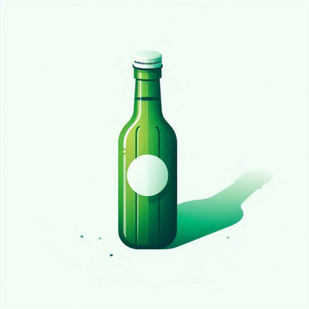 Green beer bottle on white background. Vector illustration. Eps 10.のイラスト素材