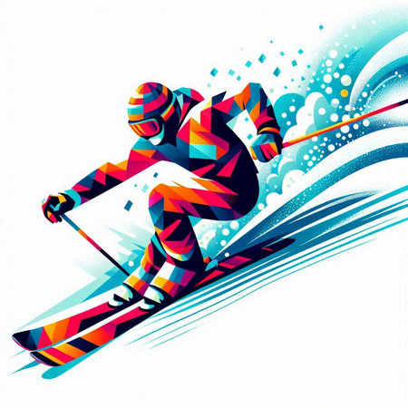 Abstract skier vector background with place for your text. Vector illustration.のイラスト素材