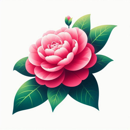 Camellia flower isolated on white background. Vector illustration.のイラスト素材