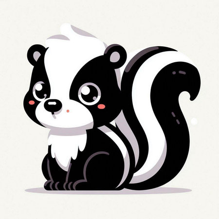 Cute cartoon skunk. Vector illustration on a white background.のイラスト素材