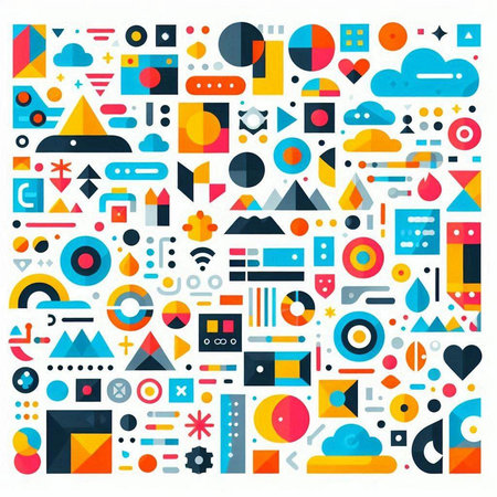 Abstract geometric shapes. Vector illustration in flat style. Design elements for web and print.のイラスト素材