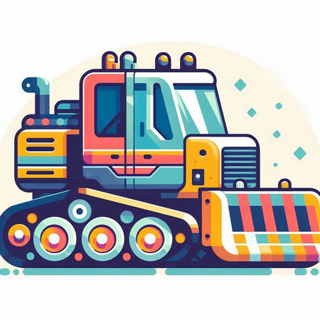 Truck, bulldozer, bulldozer, loader. Vector illustrationのイラスト素材