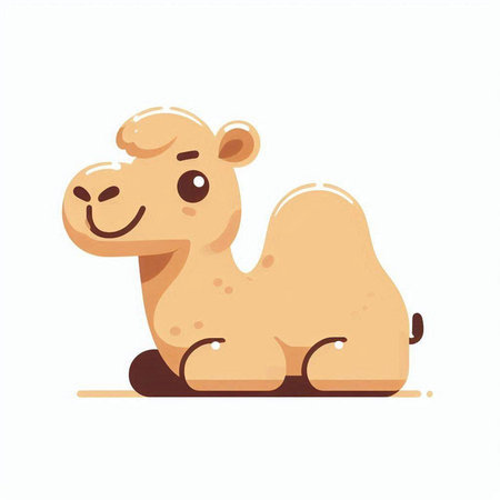 Cute camel isolated on a white background. Vector illustration in cartoon style.のイラスト素材
