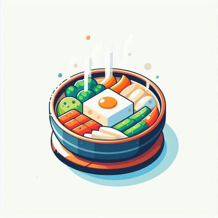 Bibimbap - japanese food, vector illustration.のイラスト素材