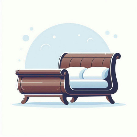 Vintage sofa and armchair on white background. Vector illustration.のイラスト素材
