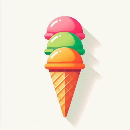 Ice cream in waffle cone on white background. Vector illustration.のイラスト素材