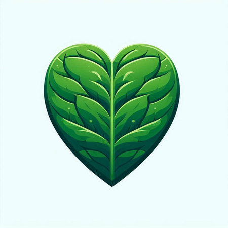 Green leaf heart logo isolated on white background. Vector illustration. Eps 10.のイラスト素材