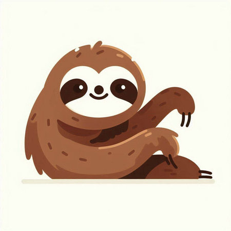Cute cartoon sloth sitting on the floor. Vector illustration.のイラスト素材