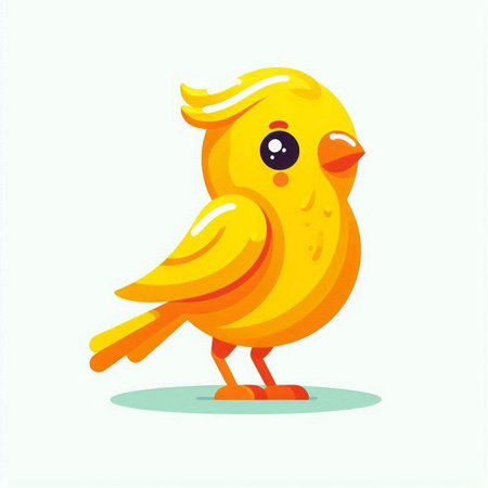 Cute little yellow bird isolated on white background. Vector illustration.のイラスト素材