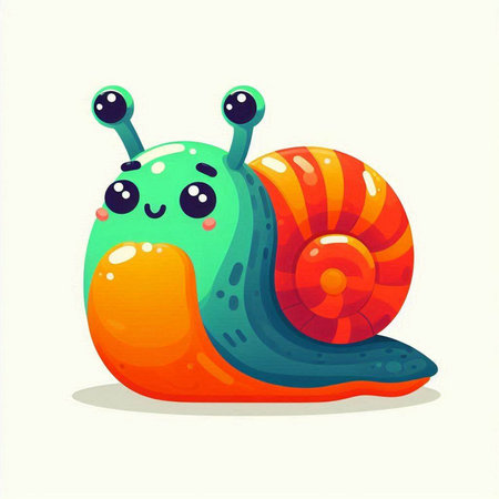 Cute cartoon snail. Vector illustration isolated on a white background.のイラスト素材