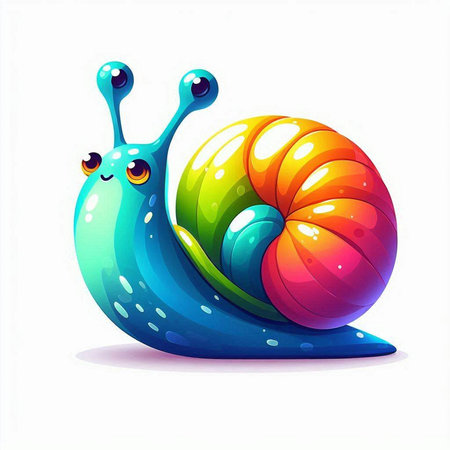 Cute cartoon snail isolated on a white background. Vector illustration.のイラスト素材