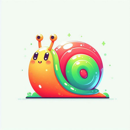 Cute cartoon snail on white background. Vector illustration of a snail.のイラスト素材