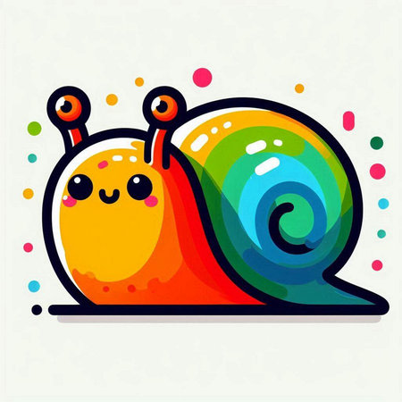 Cute cartoon snail. Vector illustration isolated on a white background.のイラスト素材