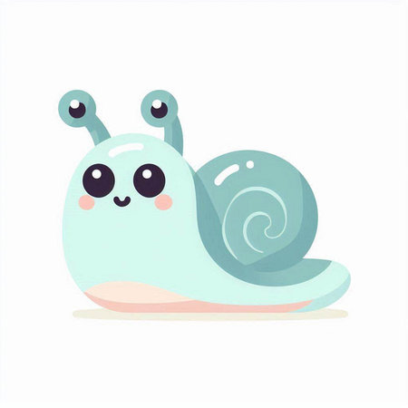 Cute cartoon snail. Vector illustration isolated on a white background.のイラスト素材